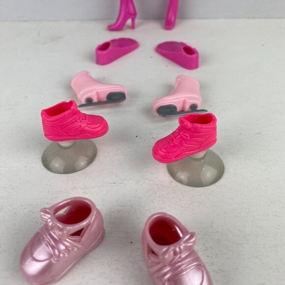 Barbie Type Pink Boots Flipper Skates Gym Shoes Kids Dolls Accessories Lot - Picture 5 of 6